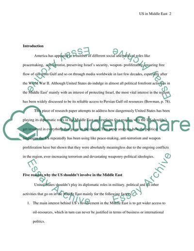 Should the US gets itself involved in everything going on in the middle east