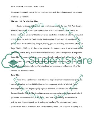 Five Entries in an Activist Diary