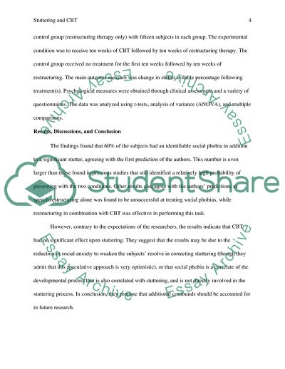 Stuttering and the Cognitive Behavior Therapy