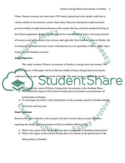 Chinese Foreign Direct Investments in Zambia: Focus on Zambian Mines