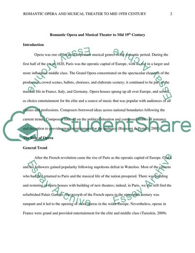 Romantic Opera and Musical Theater to Mid 19th Century