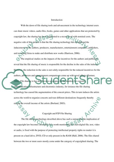 File Sharing is Controlled or Controllable by the Law of Copyright