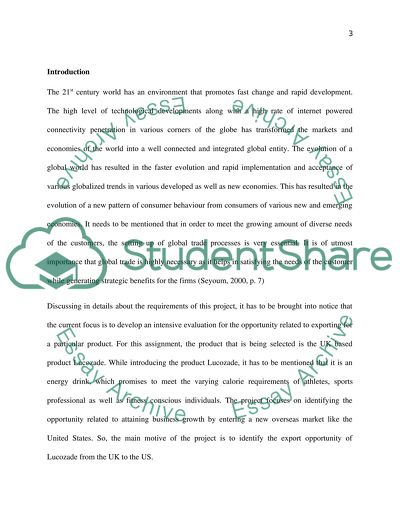 Export marketing (US market) opportunity for UK based energy drink