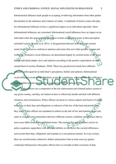 Ethics and criminal justice: social Influences on behavior