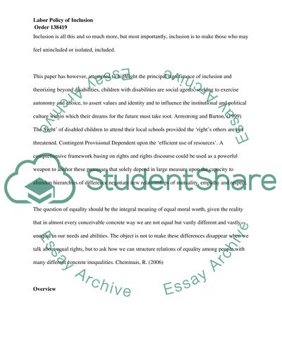 Labour Policy of Inclusion