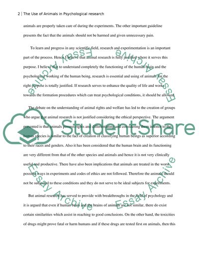 The Use of Animals in Psychological Research