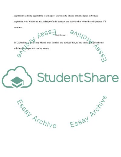 Rhetorical Analysis of Michael Moores film: Capitalism: A Love Story