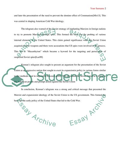 Kennans Telegram and the Cold War