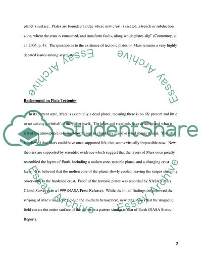The Existence of Plate Tectonics on Mars