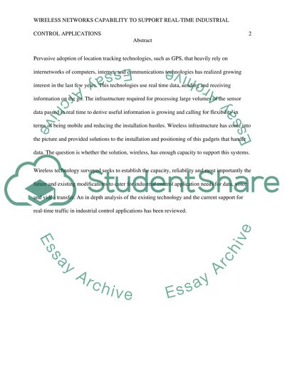 Networks and Real-Time Traffic for Industrial Control Applications