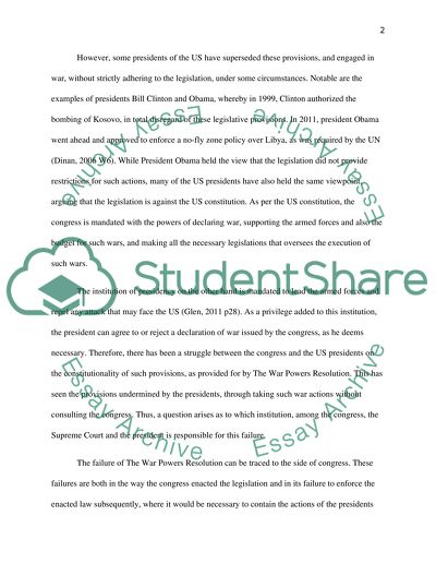 The Failure of The War Powers Resolution