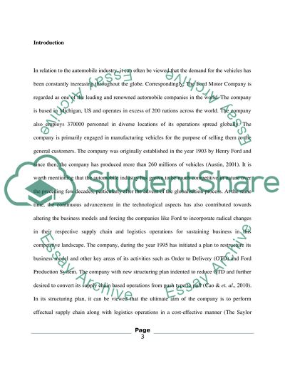 Sustainability and the Green Supply Chain in Ford Motor Company