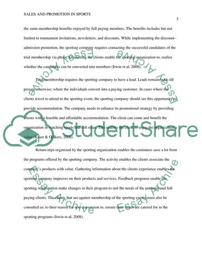 Sales and Promotion in Sports