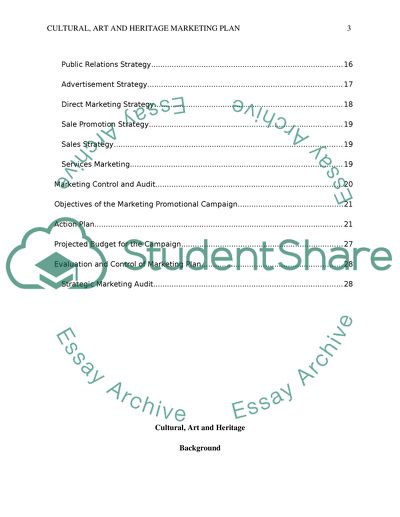Cultural, Art, and Heritage Marketing Plan