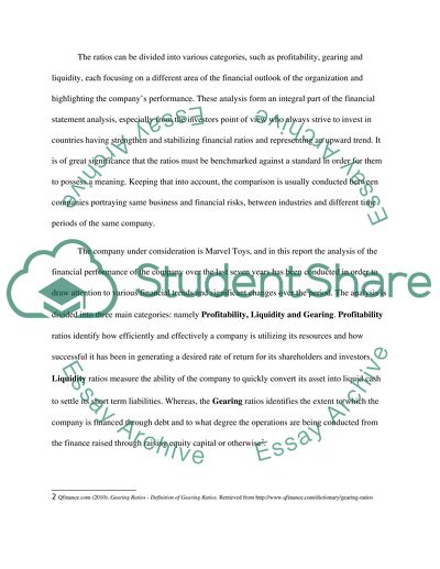 Financial Analysis of Marvel Toys Company