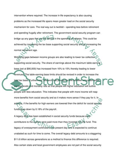 Article Review for Saving Social Security