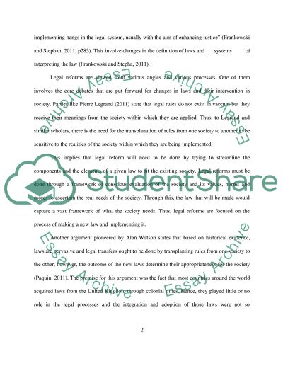 Law Reform Process and Outcome