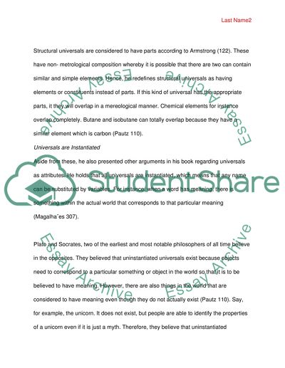 David Armstrongs Universals as Attributes from Universals