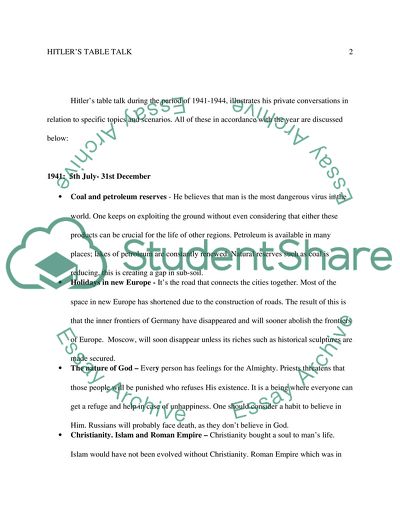 Hitlers Table Talk Critique
