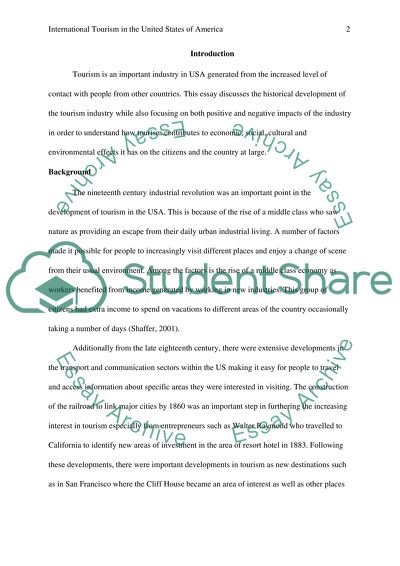 International Tourism in the United States of America