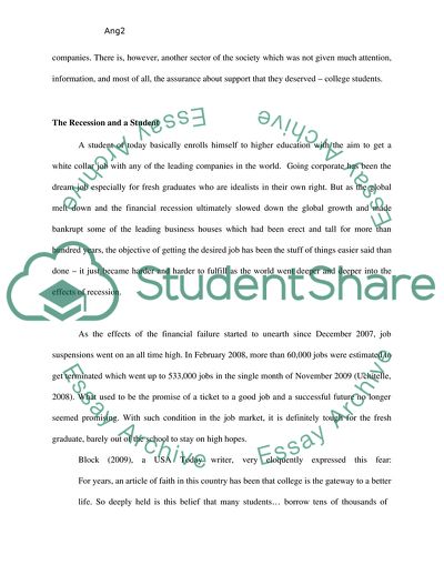 The Recession and a Student