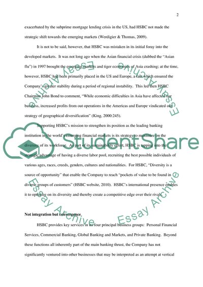 Hong Kong and Shanghai Bank in the Global Businesses