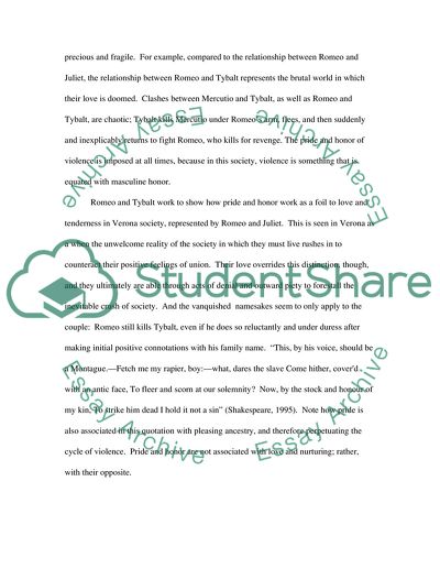 Pride and Honor in the Time of Shakespeares Romeo and Juliet