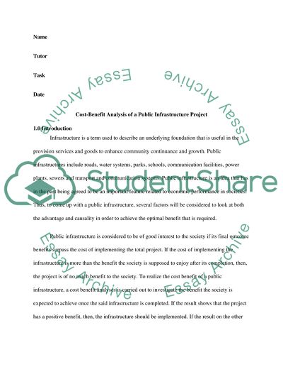 Cost-Benefit Analysis of A Public Infrastructure Project