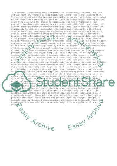 The Supply Chain Management at Durham International Manufacturing Company (Dimco)