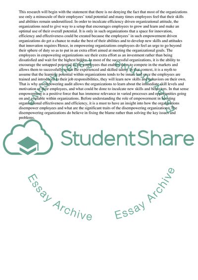 Is empowerment a valuable tool for increasing efficiency and effectiveness in todays organisations