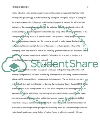 Caring Theory in Nursing Practice