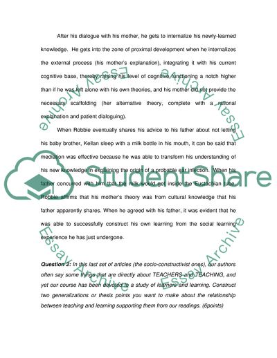 Psychology of Learning: Socio-Constructivist Analysis