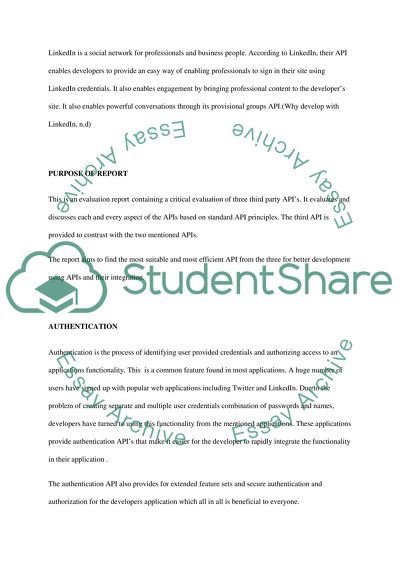 Aspects of the APIs Based on Standard API Principles