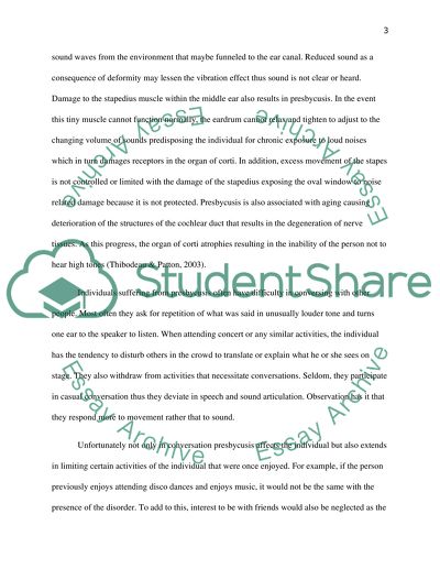 Anatomy and Physiology: Presbycusis