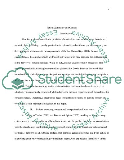 Patient Autonomy and Consent