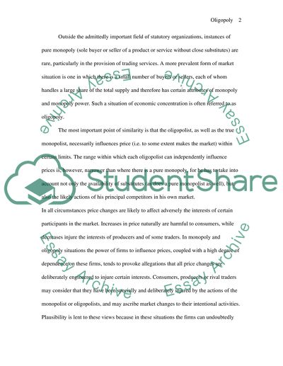 Oligopoly essay