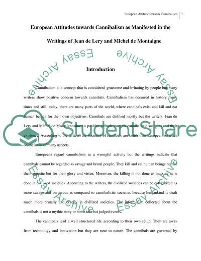 European Attitudes towards Cannibalism