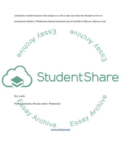 Possibility of Opening a Warhammer Theme Restaurant in Moscow