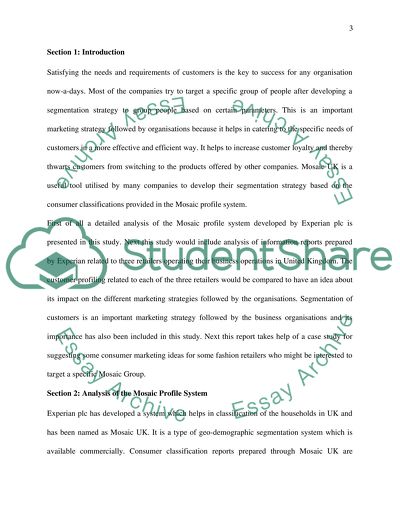 Understanding customers- analysing customers using mosaic