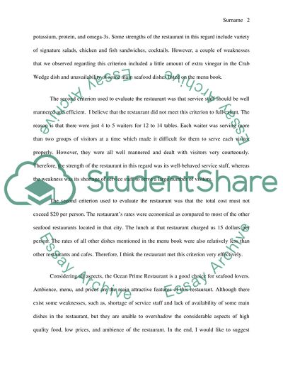 English - Evaluation on a restaurant