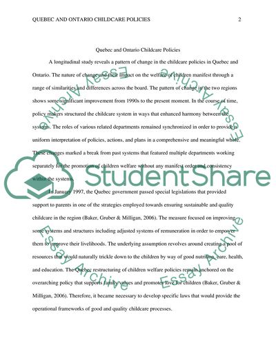 Quebec and Ontario Childcare Policies