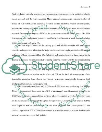 Effects of Foreign Direct Investments on China Economy