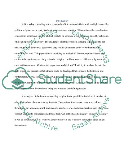 A Major Issue Surrounding Religion In Africa