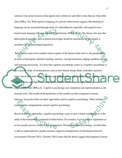 Research and Comparison of Behaviorism and Cognitive Performance