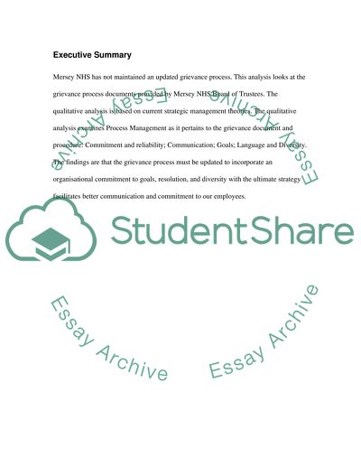 Mersey NHS: Grievance Process Analysis