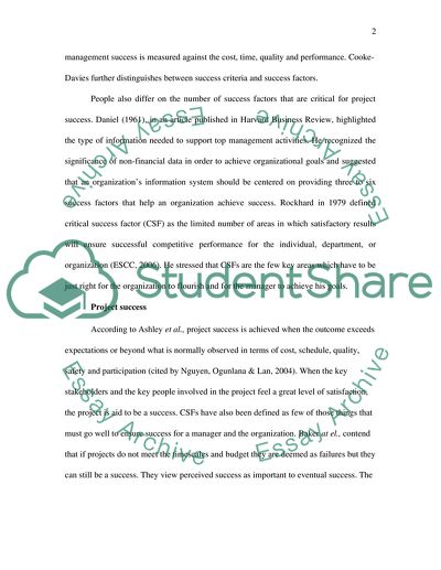 The Key Factors that Determine Success of any Project