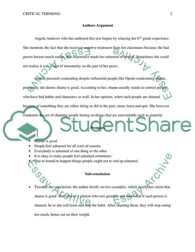 Critical Thinking - Angela Andrews