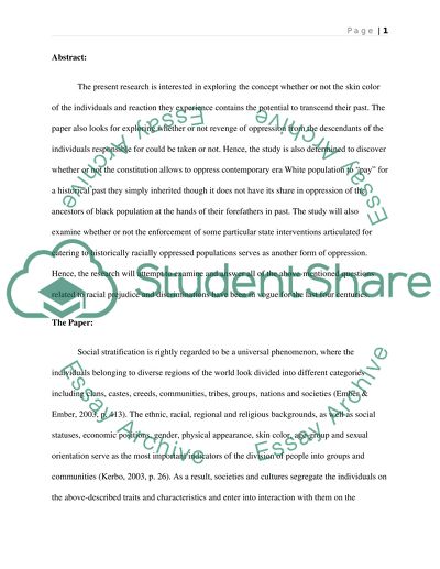 Social Stratification between Whites and Blacks