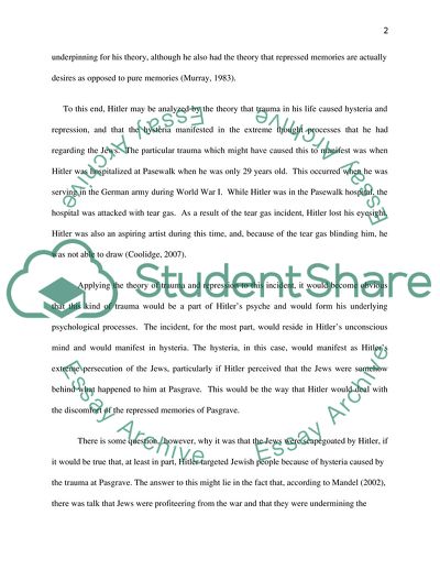 Sigmund Freuds Analysis Applied to Adolf Hitler