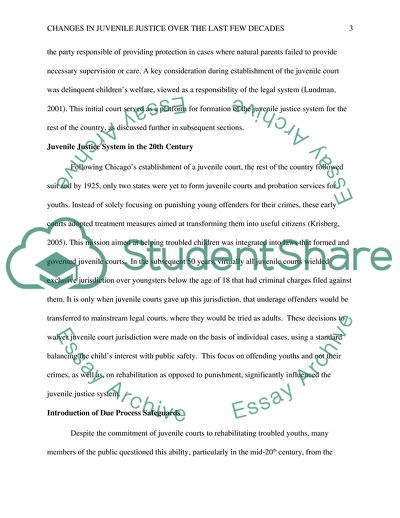 Changes in Juvenile Justice over the Last Few Decades